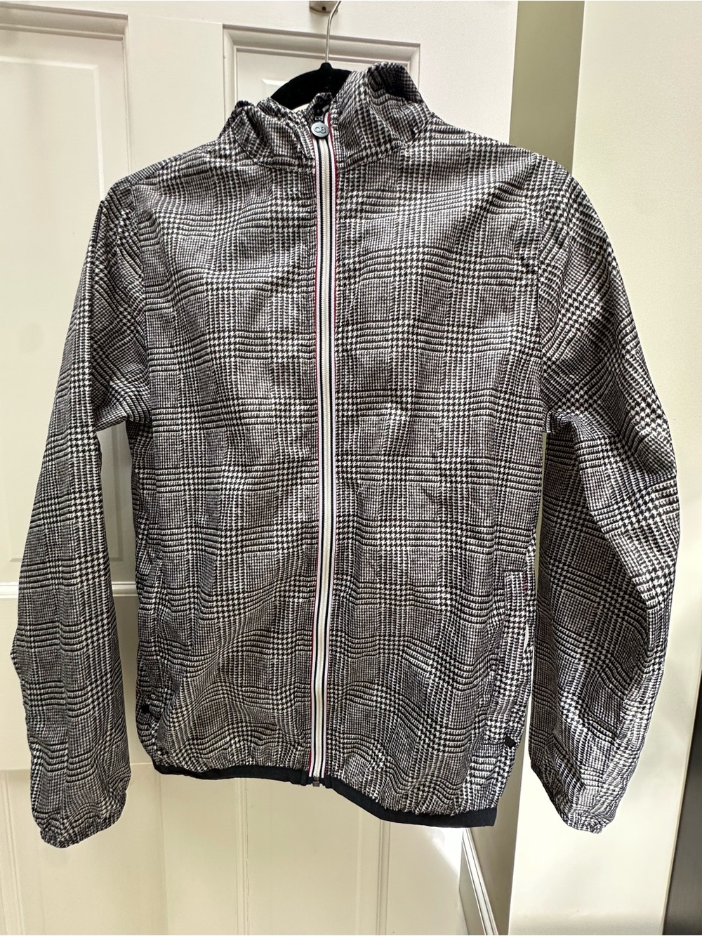 O8 Lifestyle Houndstooth Plaid Windbreaker Jacket Sz S